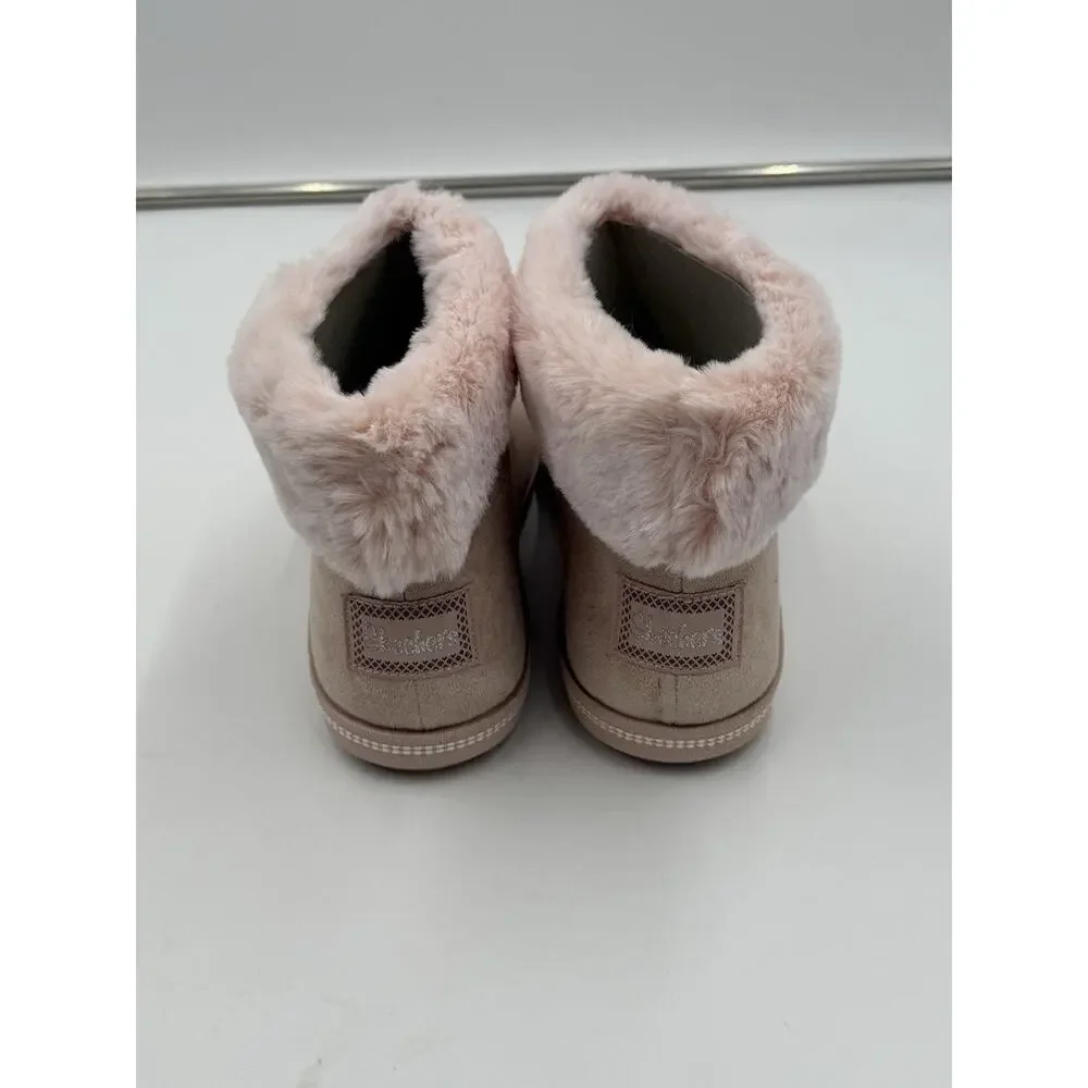 Skechers Campfire Slipper Bootie Boot Blush Pink Faux Fur Size 8 Memory Foam - Picture 3 of 12